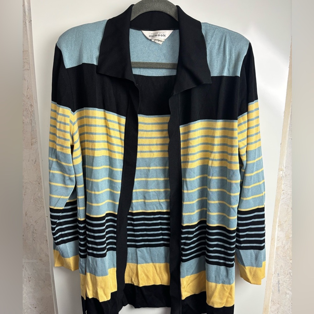 Exclusively‎ Misook striped open front vintage cardigan